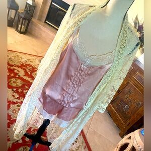 Gorgeous Victoria Secret Angels Satin Romper- pink champagne Size L Like New!